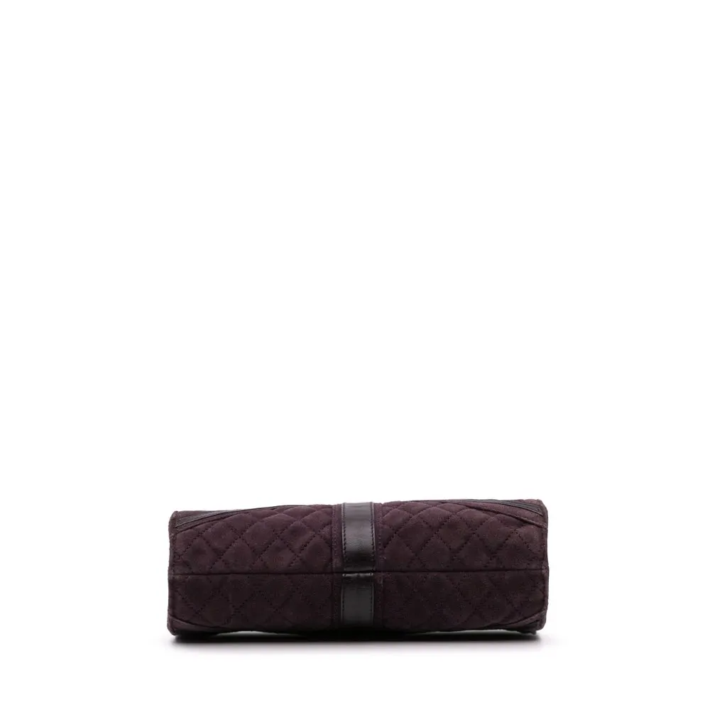 Chanel Quilted Suede Union Jack Clutch with Chain Purple Leather Good - Inside View