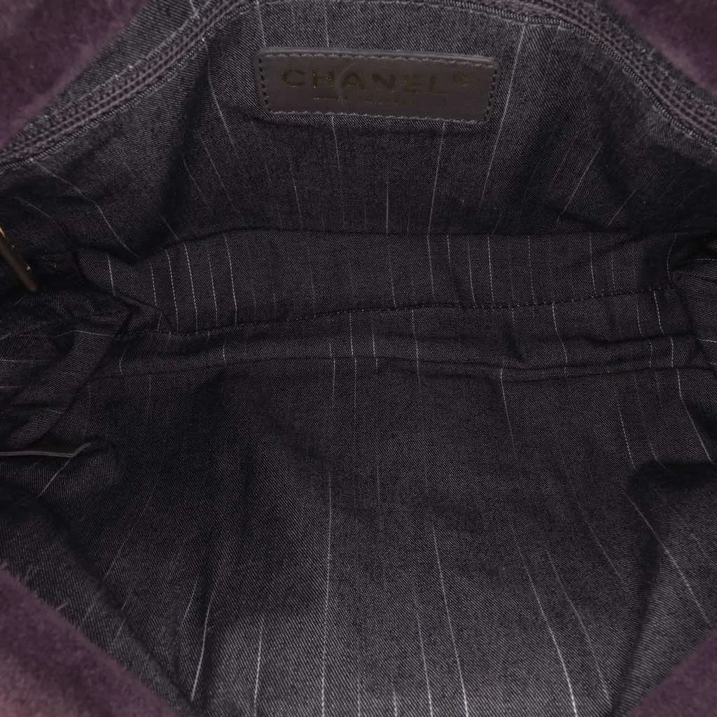 Chanel Quilted Suede Union Jack Clutch with Chain Purple Leather Good - Model View