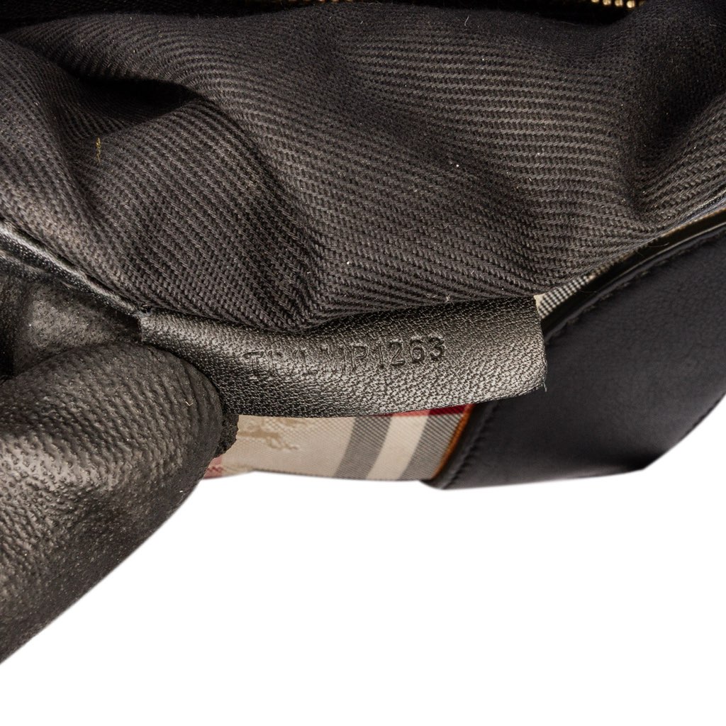 Burberry Small Haymarket Check Trimmed Leather Dickens Crossbody - 5