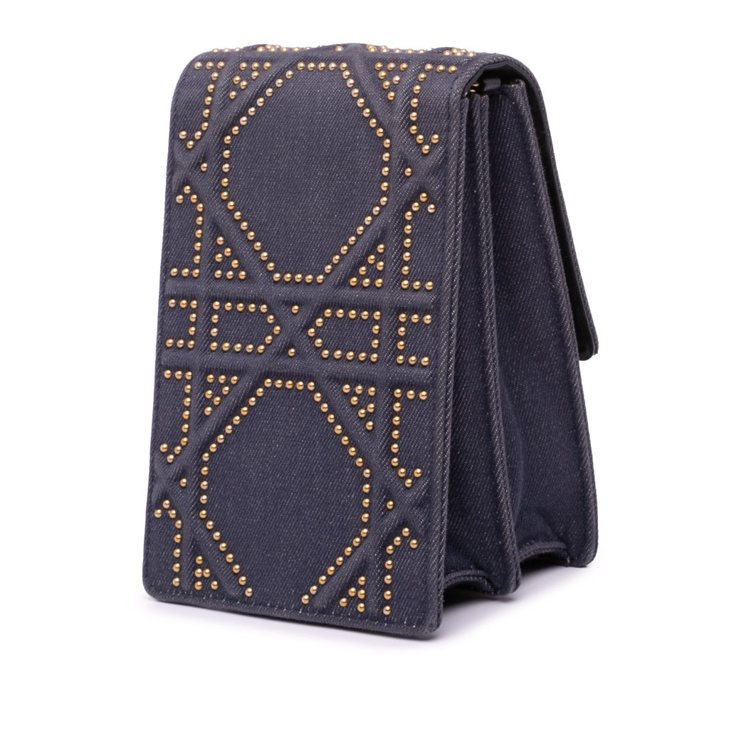 Dior Studded Denim Vertical Diorama Crossbody - Back view