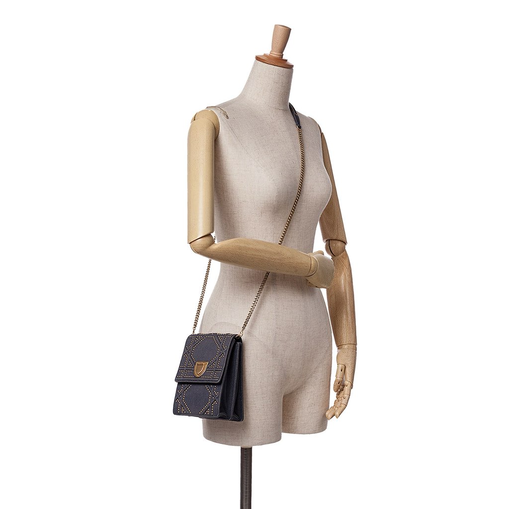 Dior Studded Denim Vertical Diorama Crossbody - Image 13