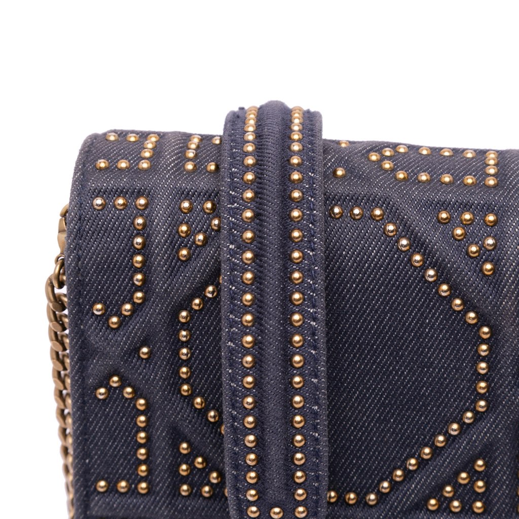 Dior Studded Denim Vertical Diorama Crossbody - Image 12