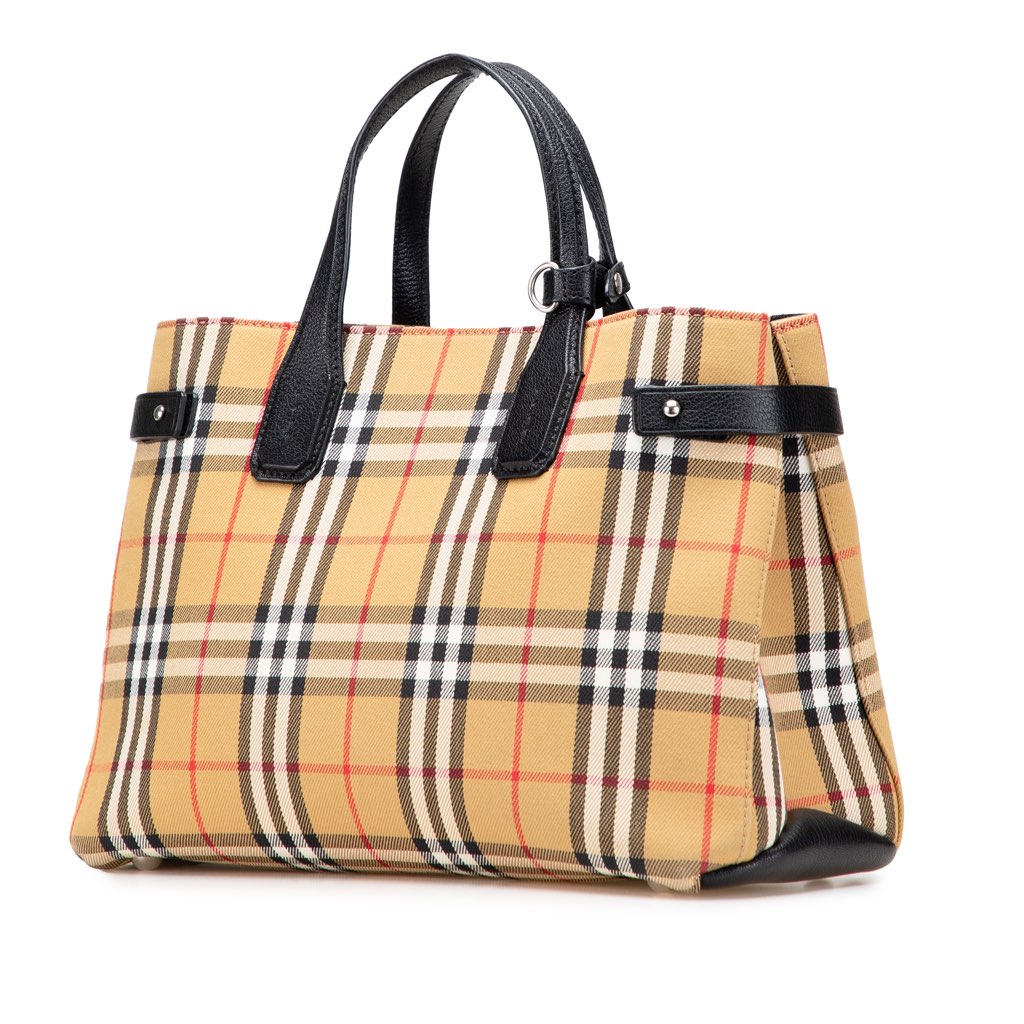 Burberry Medium House Check Canvas Banner Satchel - Back view