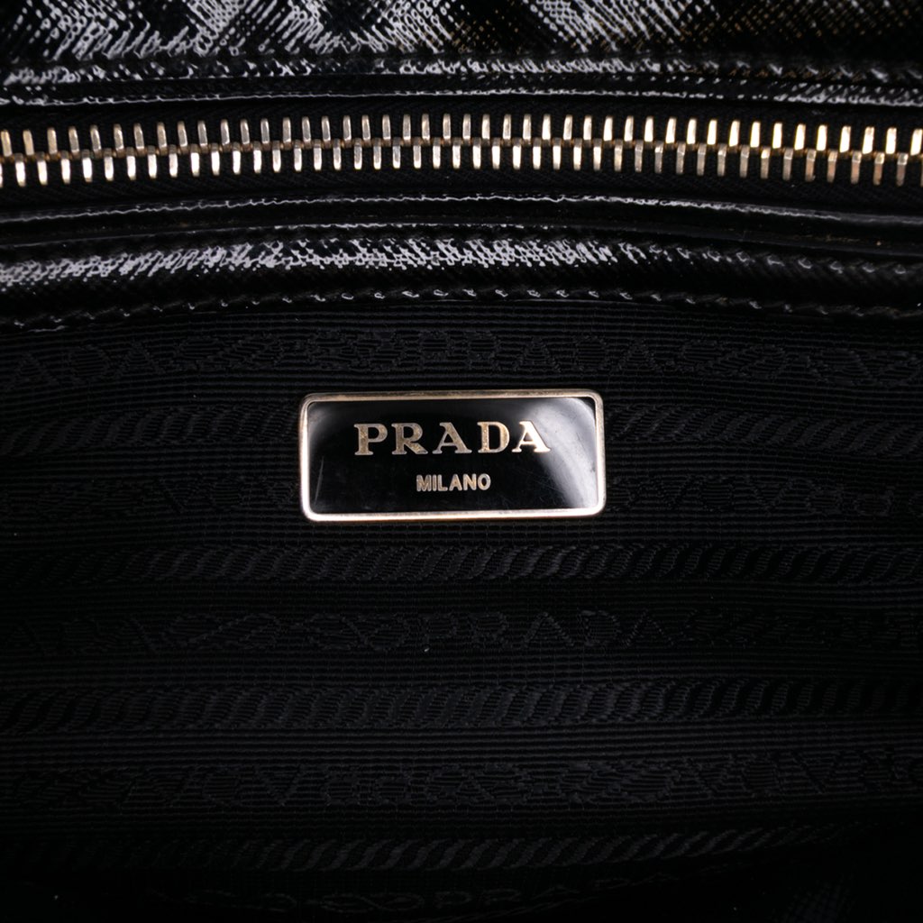 Prada Small Saffiano Vernice Galleria Double Zip Satchel - 5
