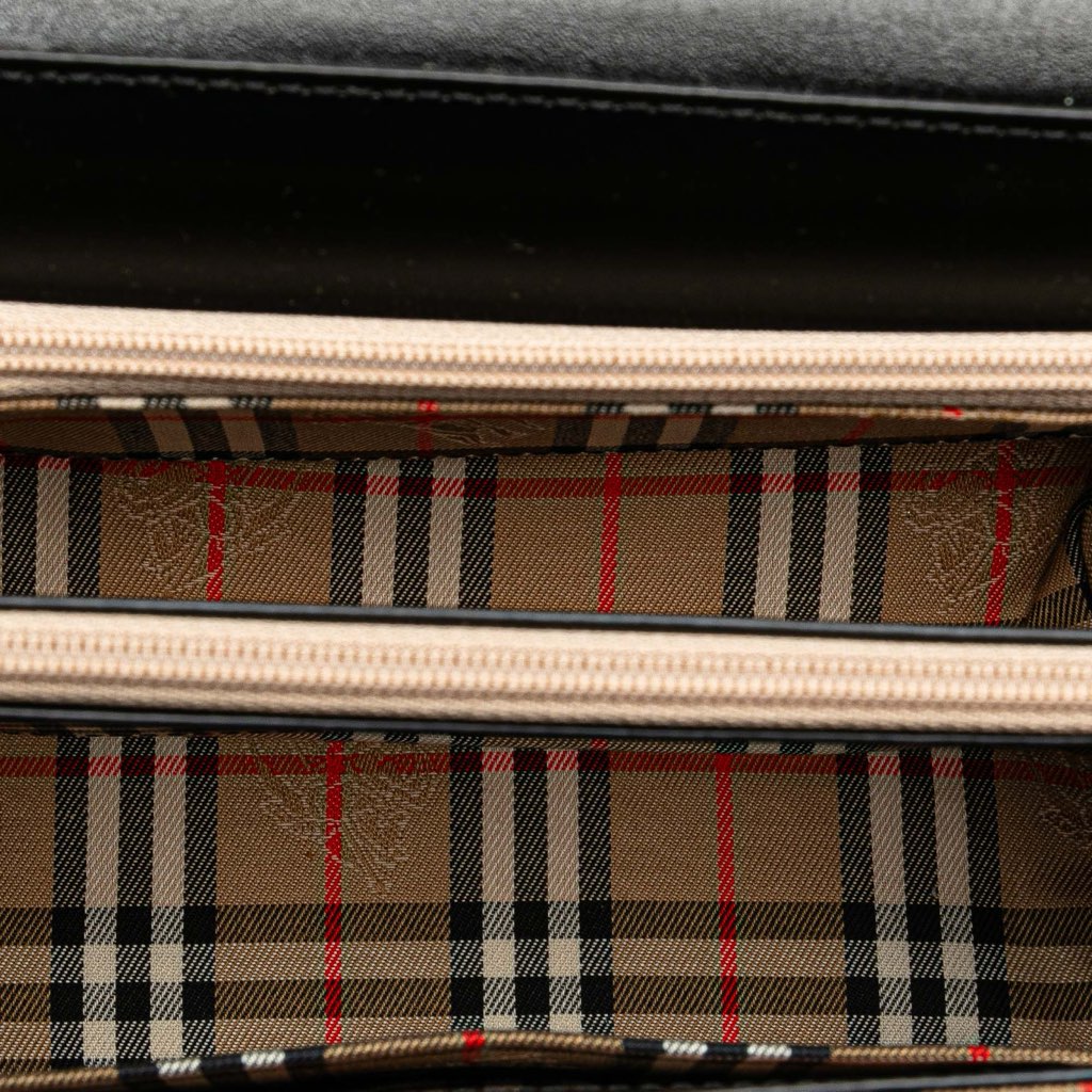 Burberry Leather and House Check Canvas Trimmed Handbag - 4