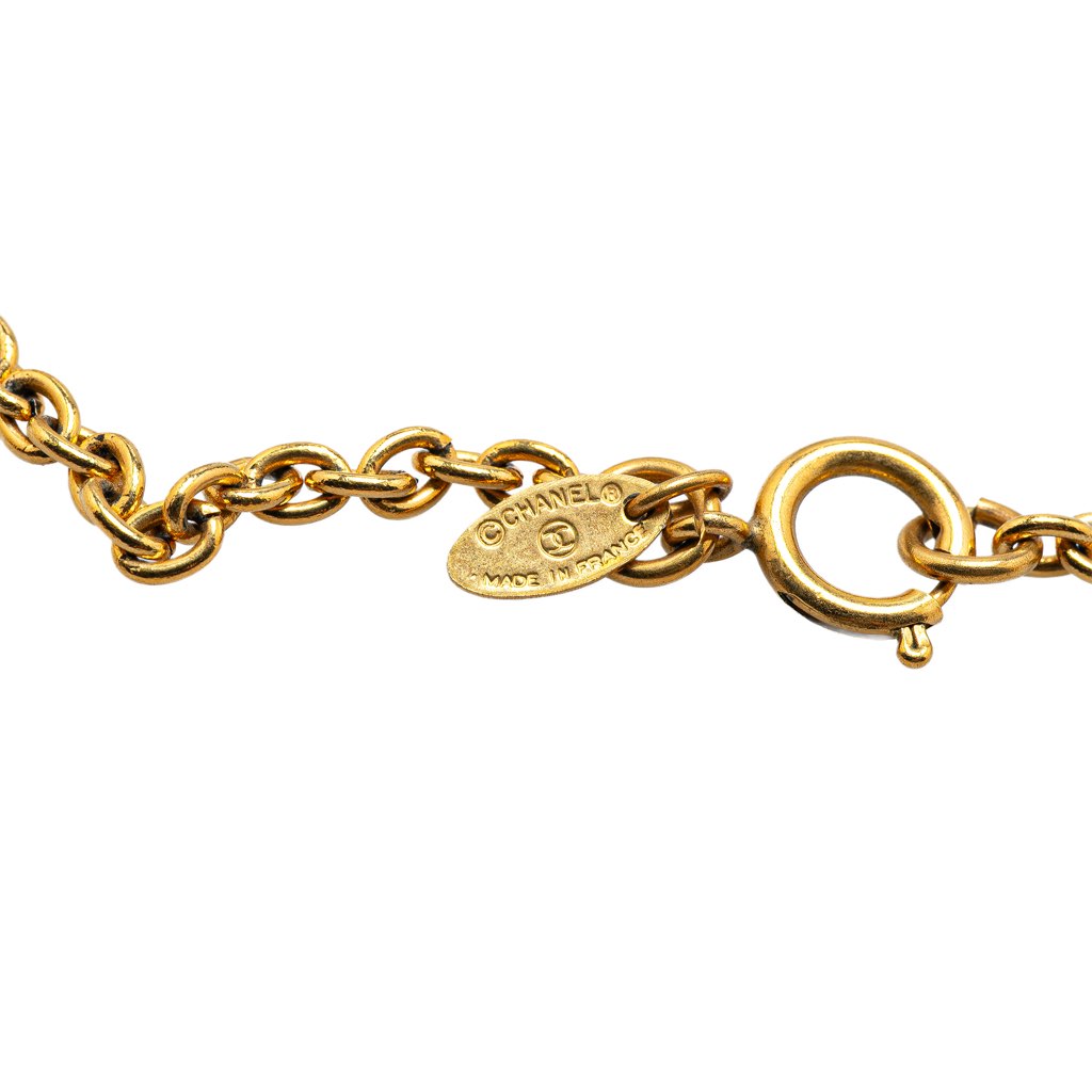 Chanel Gold Plated Quilted CC Pendant Necklace - 3