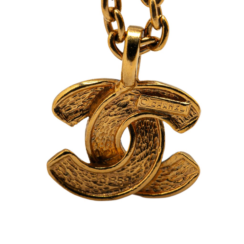 Chanel Gold Plated Quilted CC Pendant Necklace - 4