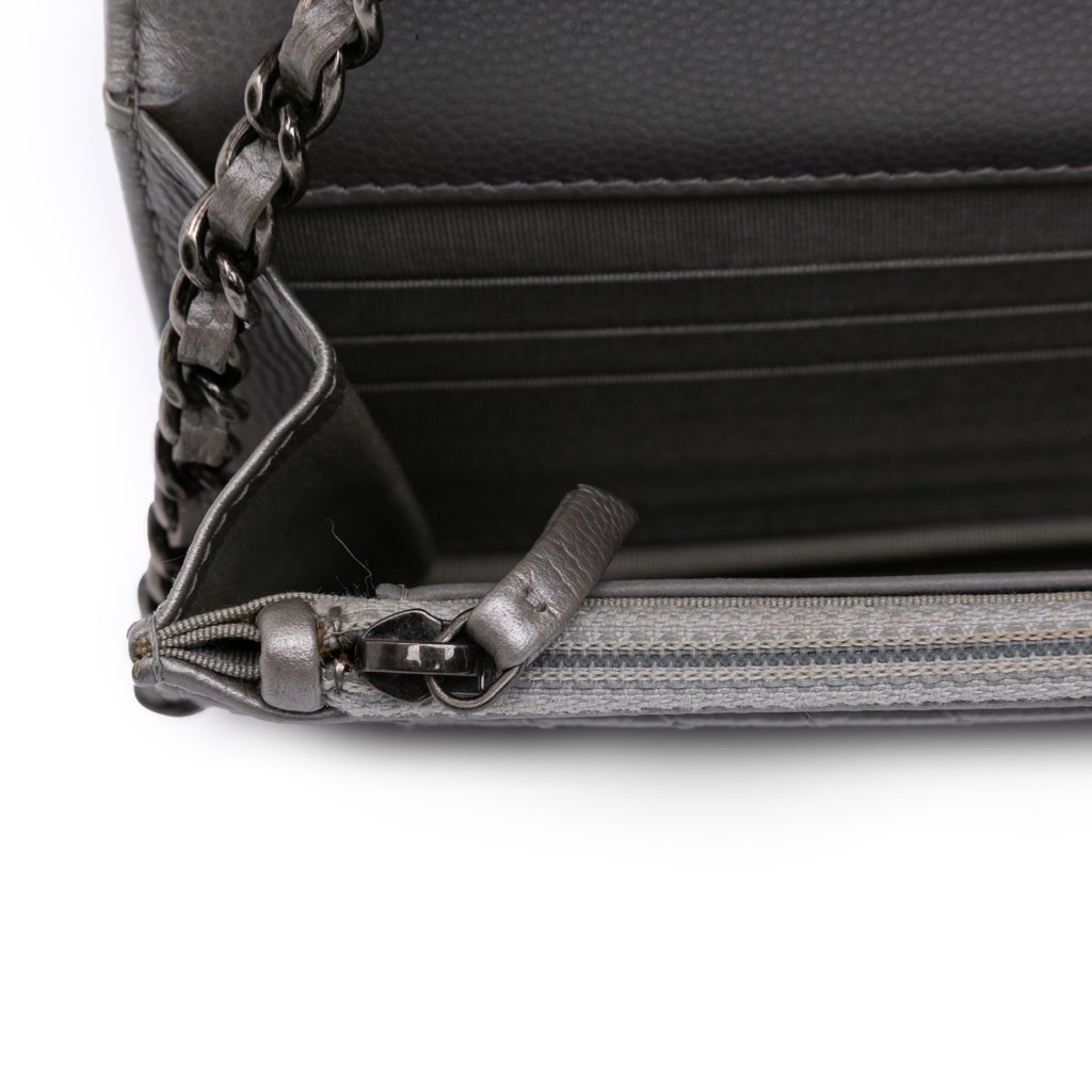 Chanel Chevron Metallic Caviar Boy Wallet On Chain - Image 12