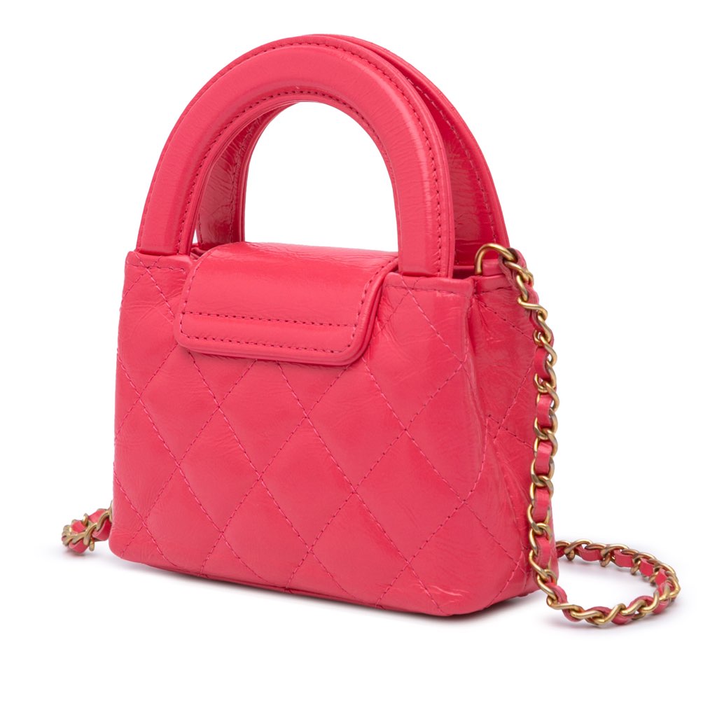 Chanel Mini Nano Aged Calfskin Kelly Shopper Bag - Back view