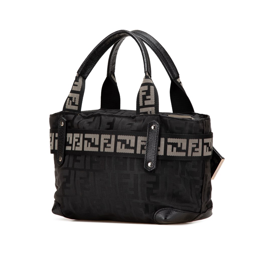 Fendi Zucca Nylon Zip Code Handbag - Back view
