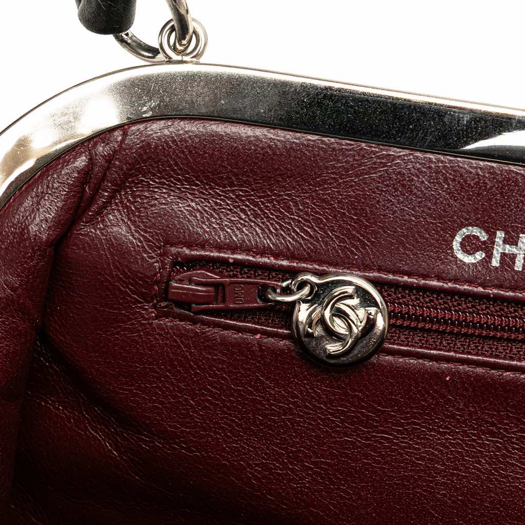 Chanel CC Quilted Lambskin Kiss Lock Frame Top Handle Bag - Image 10
