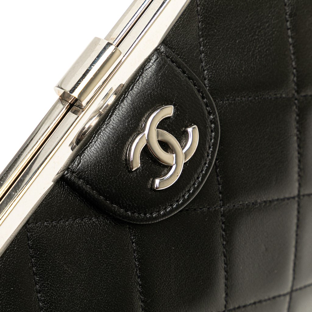 Chanel CC Quilted Lambskin Kiss Lock Frame Top Handle Bag - Image 11