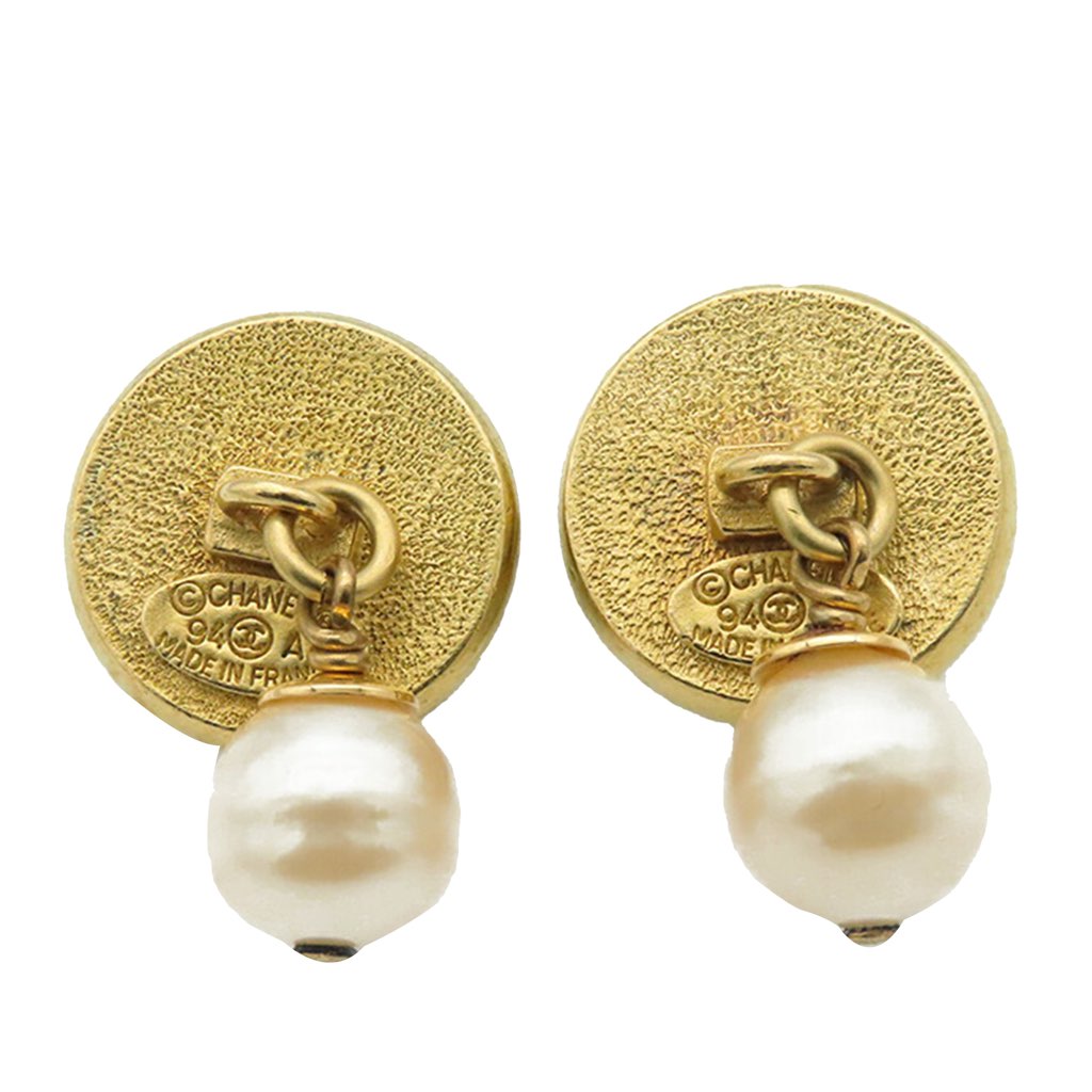 Chanel Gold Plated Faux Pearl Cufflinks - 2