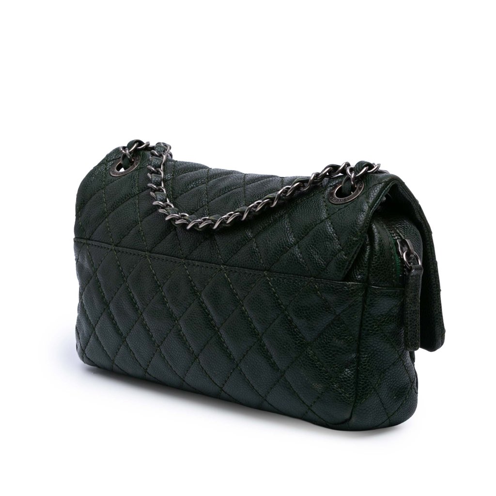 Chanel Medium Quilted Iridescent Caviar Easy Flap - Back view