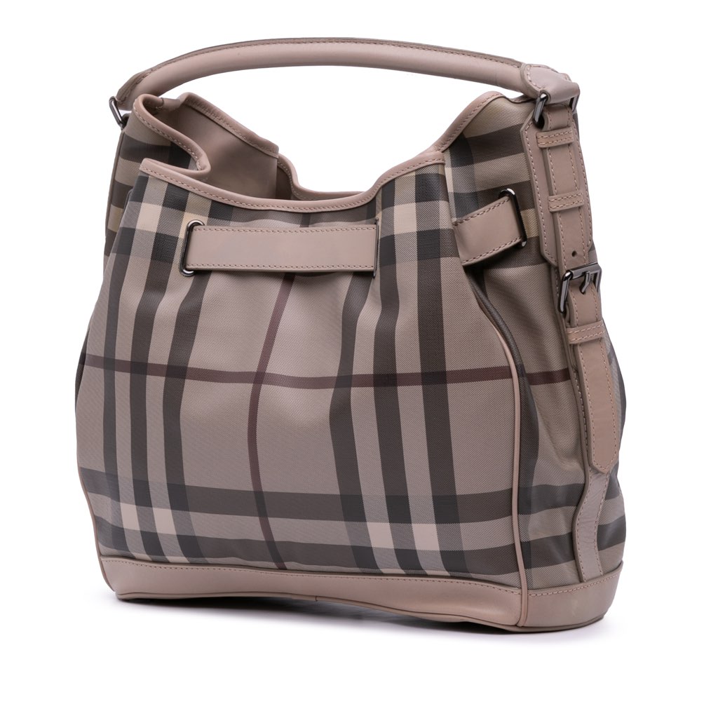Burberry Medium Smoked Check Coated Canvas Walden Belted Hobo - 2