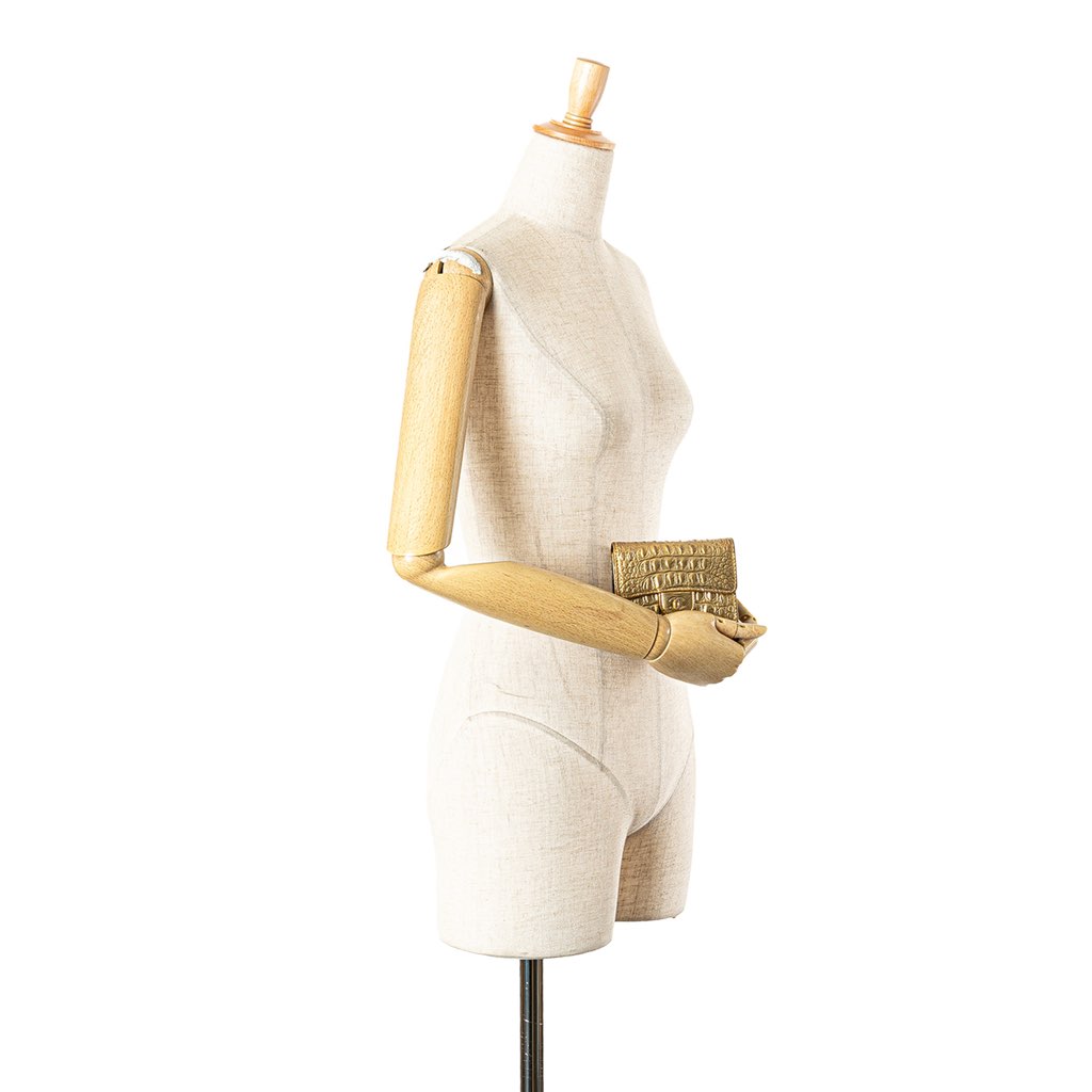 Chanel CC Metallic Calfskin Crocodile Embossed Compact Flap Wallet - Image 14