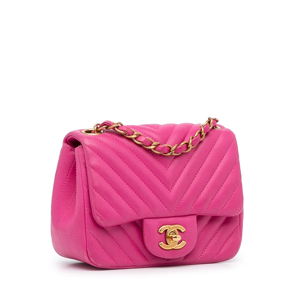 Chanel Mini Square Classic Chevron Lambskin Single Flap - 2