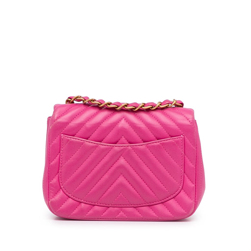 Chanel Mini Square Classic Chevron Lambskin Single Flap - 3