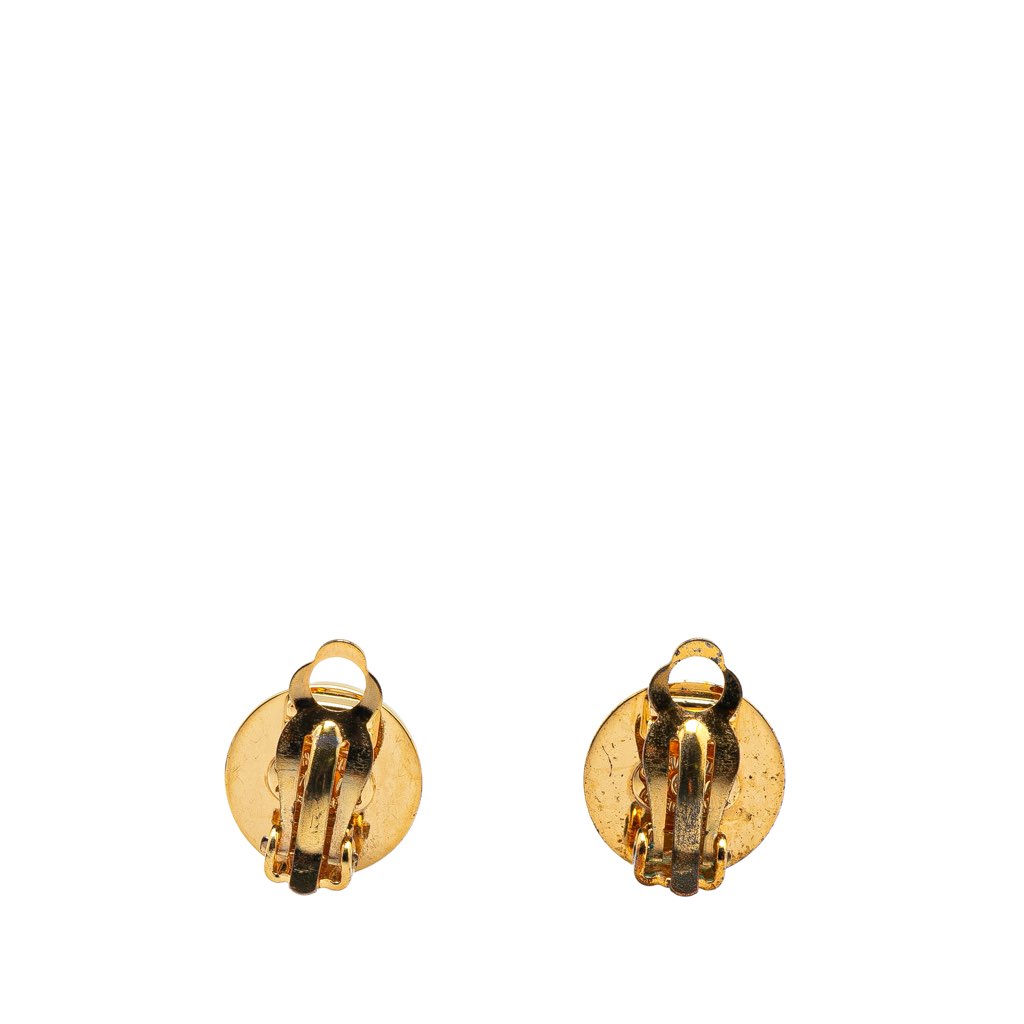 Chanel Gold Plated CC Round Clip On Earrings - Back view