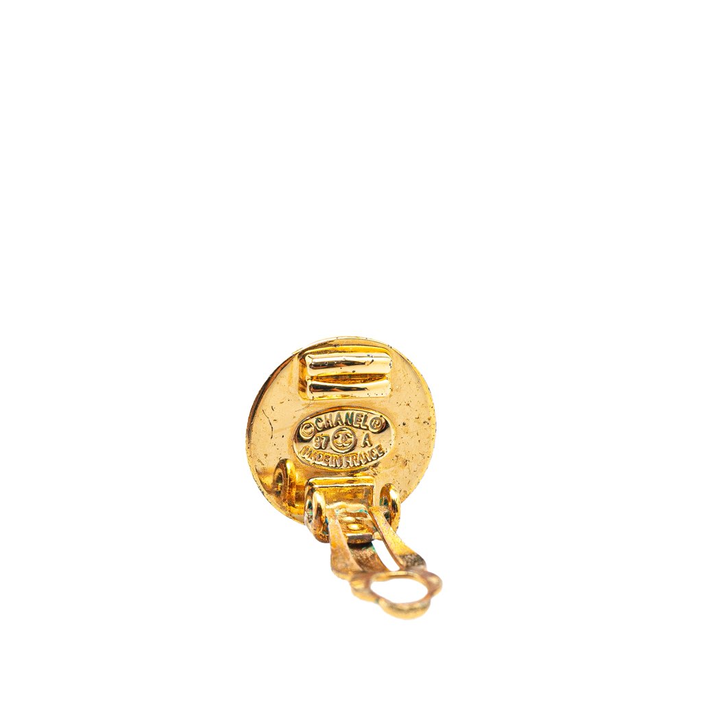 Chanel Gold Plated CC Round Clip On Earrings - Image 6