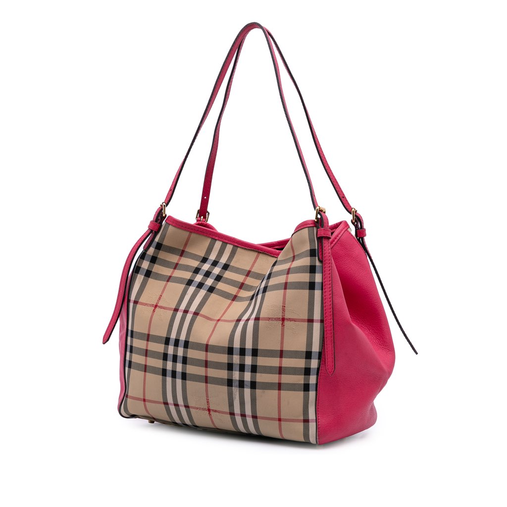 Burberry Small Haymarket Check Canvas and Leather Canterbury Tote - Back view