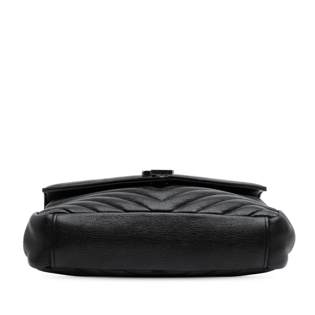 Saint Laurent Medium Quilted Chevron Sheepskin College Satchel - 3