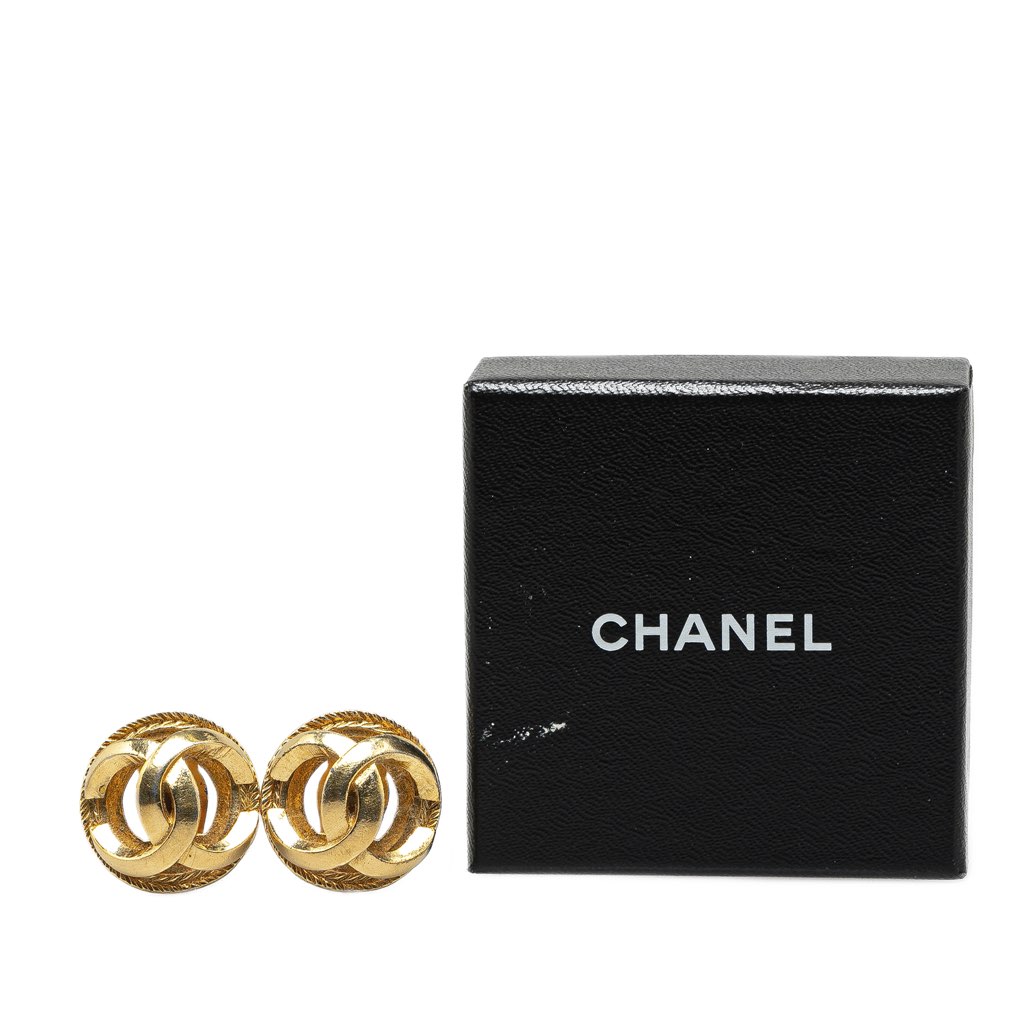 Chanel Gold Plated CC Clip On Earrings - 4