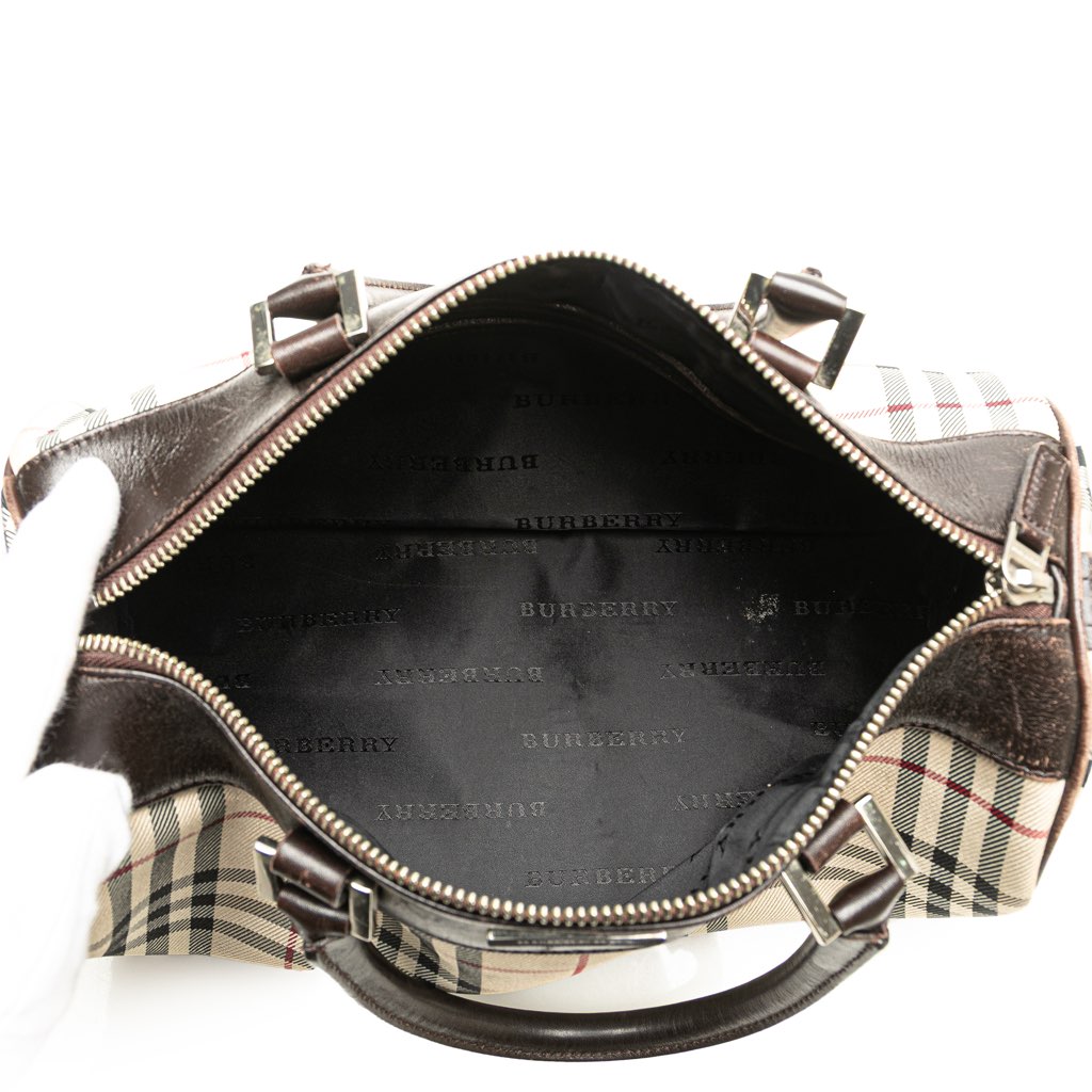 Burberry House Check Canvas Barrel Handbag - 4