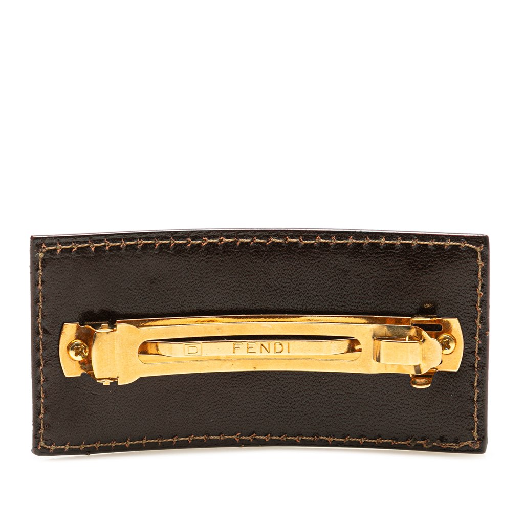 Fendi Zucca Canvas Barrette Hair Clip - Back view