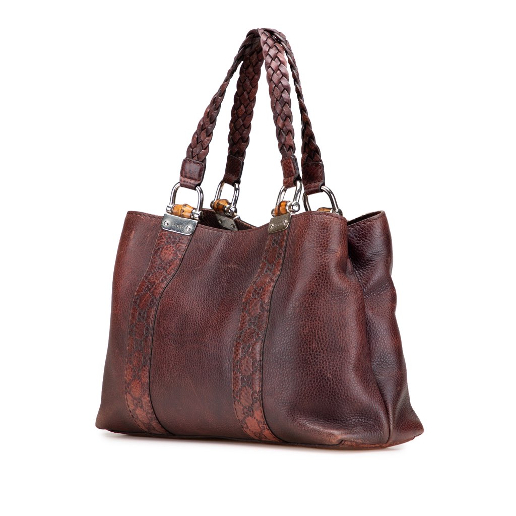 Gucci Guccissima Trimmed Leather Bamboo Libeccio Tote - 2