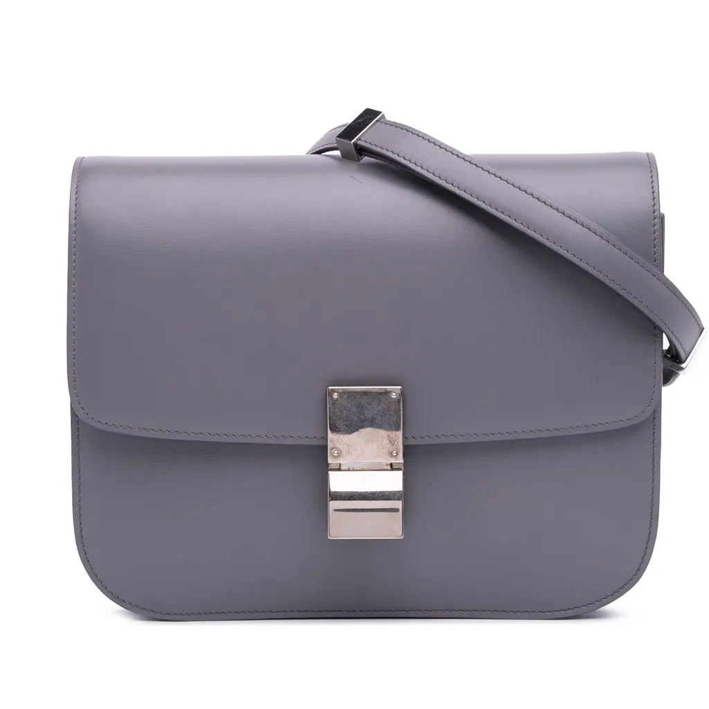 Celine Medium Calfskin Classic Box Purple Leather Good - Front View