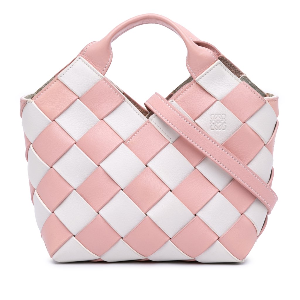 Loewe Mini Woven Calfskin Gingham Basket Bag