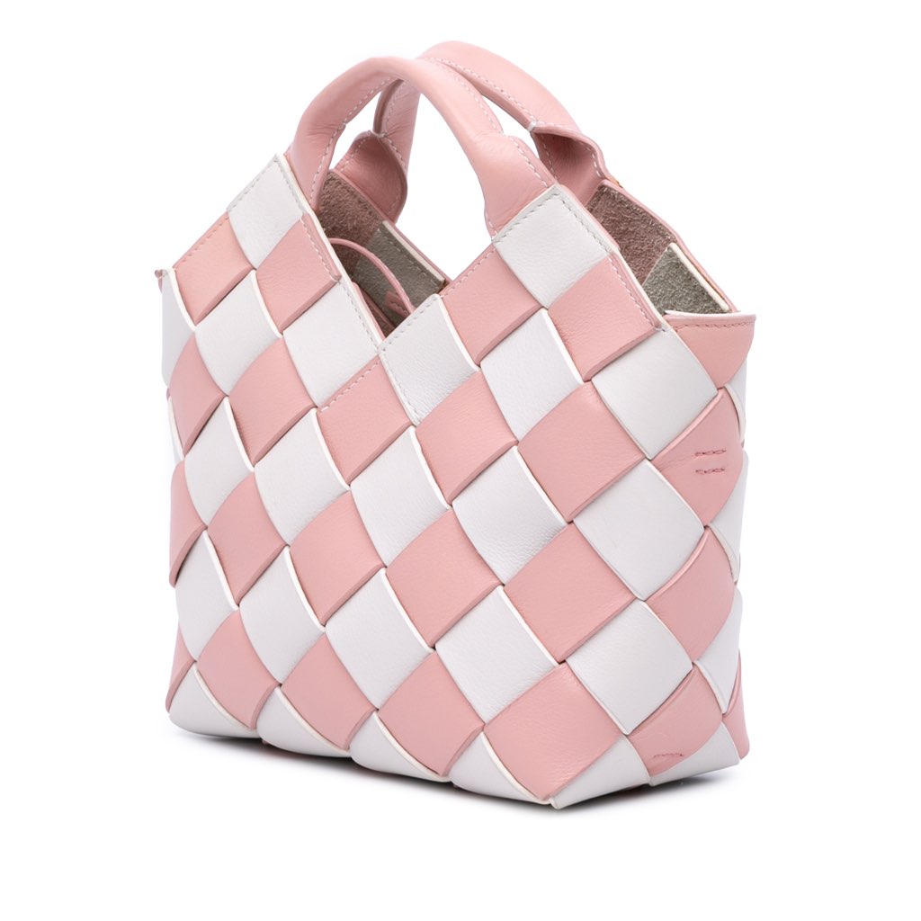 Loewe Mini Woven Calfskin Gingham Basket Bag - Back view