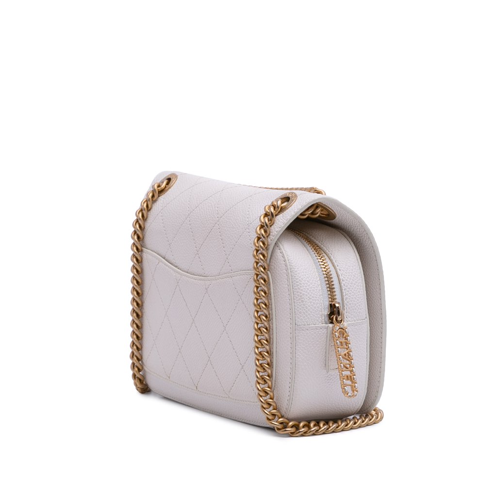 Chanel CC Quilted Caviar Turnlock Full Flap - Back view