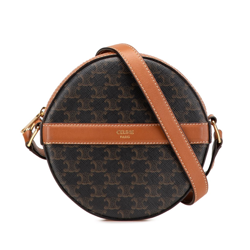 Celine Triomphe Coated Canvas Round Purse on Strap