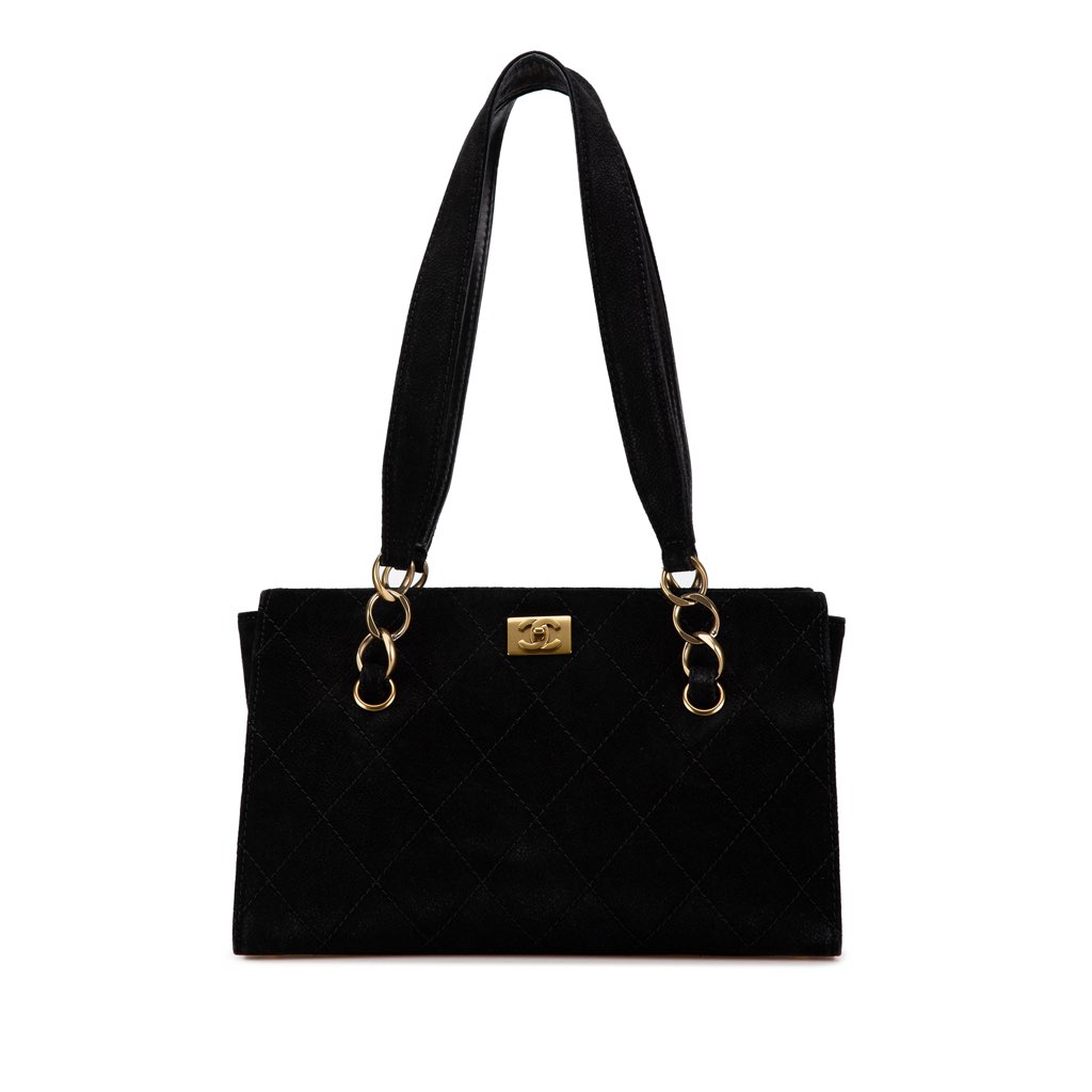 Chanel CC Suede Caviar Stitched Tote