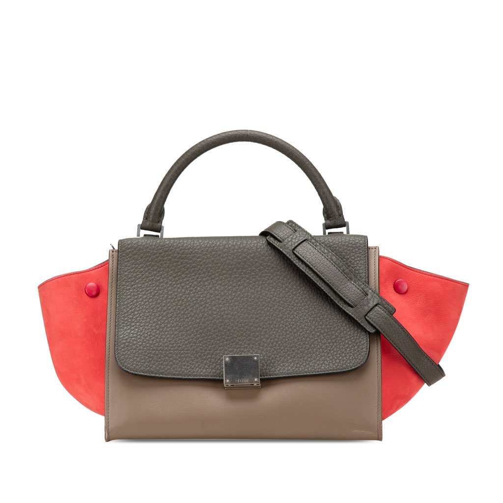 Celine Small Tricolor Leather Trapeze Satchel