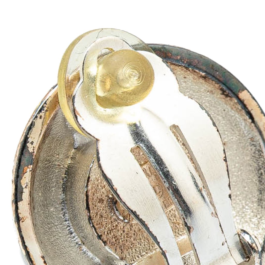 Chanel Gold Plated Silver CC Round Clip on Earrings - 4