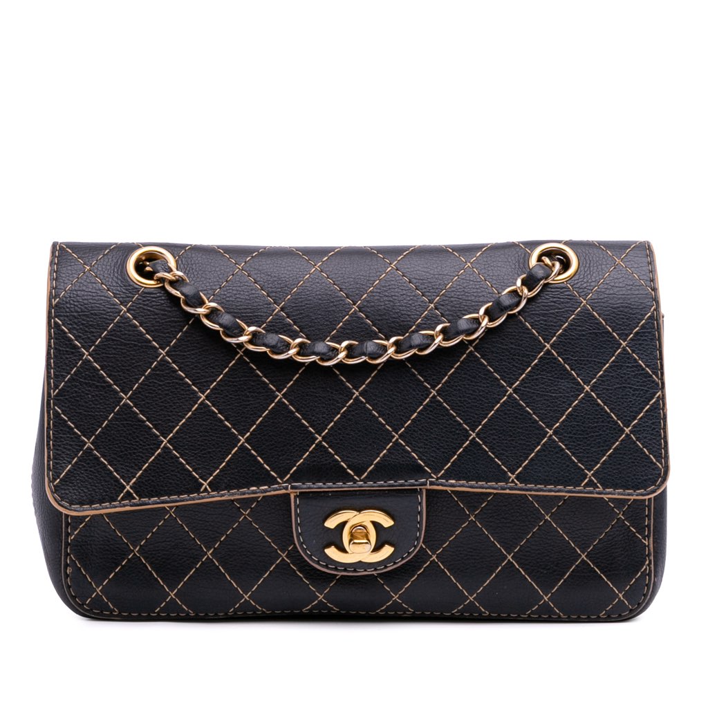Chanel Medium Classic Calfskin Wild Stitch Double Flap