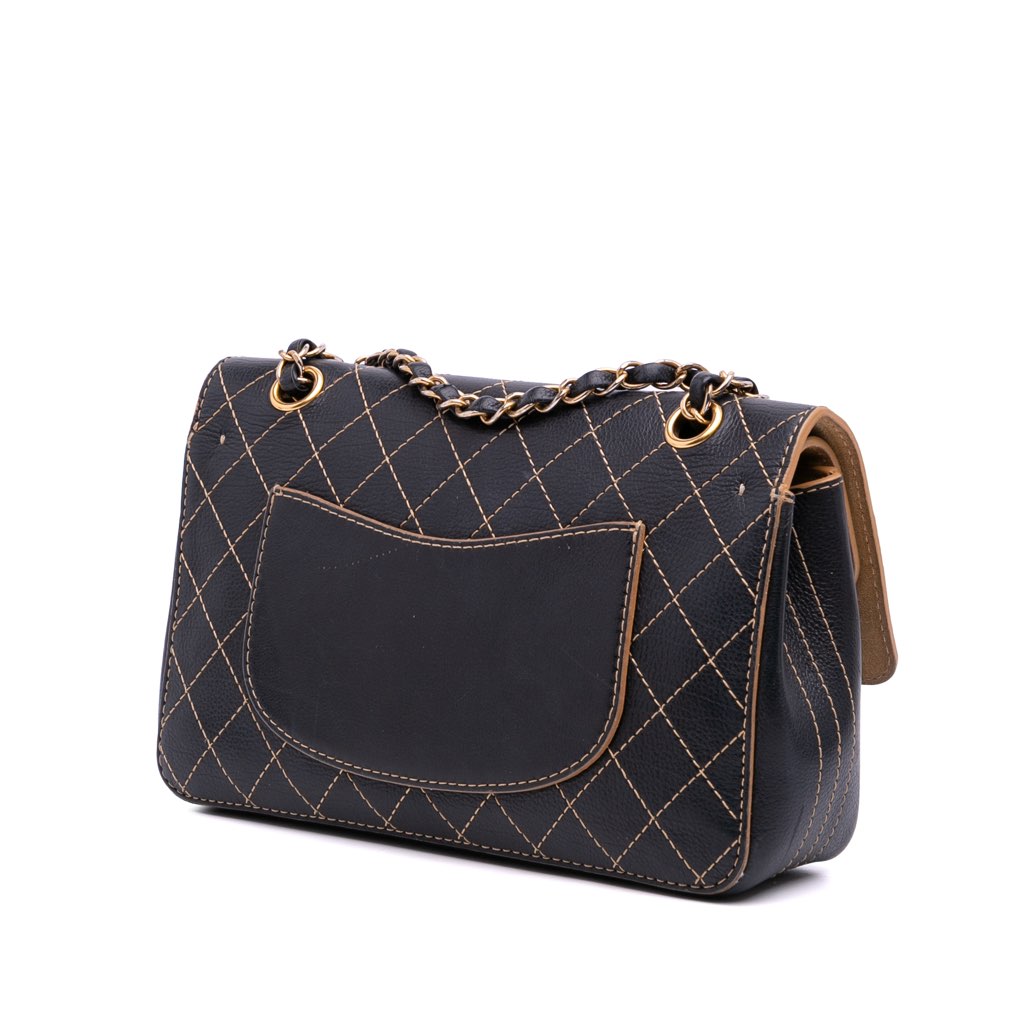 Chanel Medium Classic Calfskin Wild Stitch Double Flap - Back view