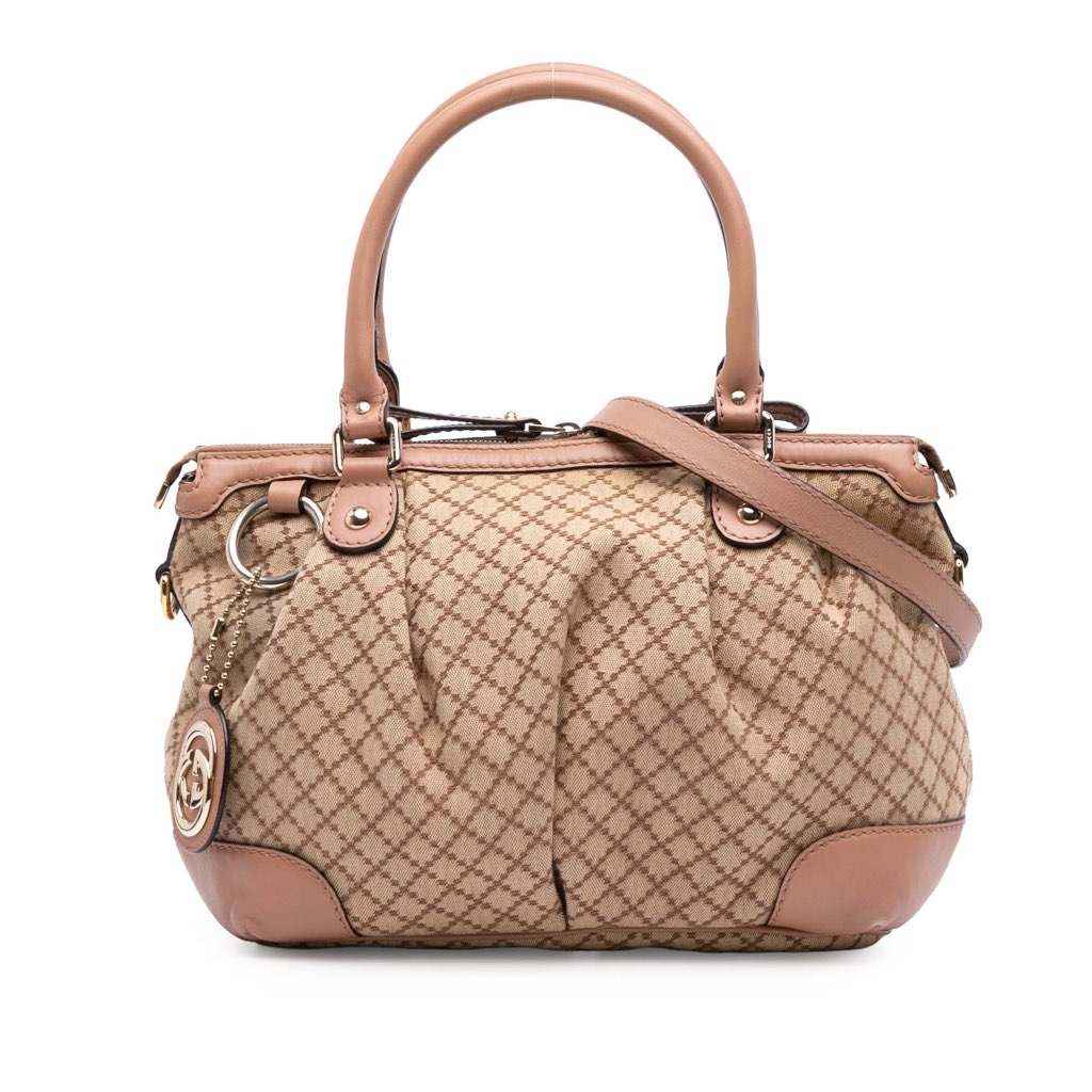 Gucci Diamante Canvas Sukey Satchel