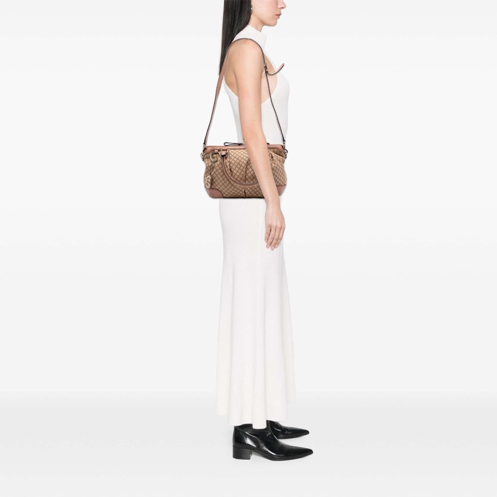 Gucci Diamante Canvas Sukey Satchel - Image 12