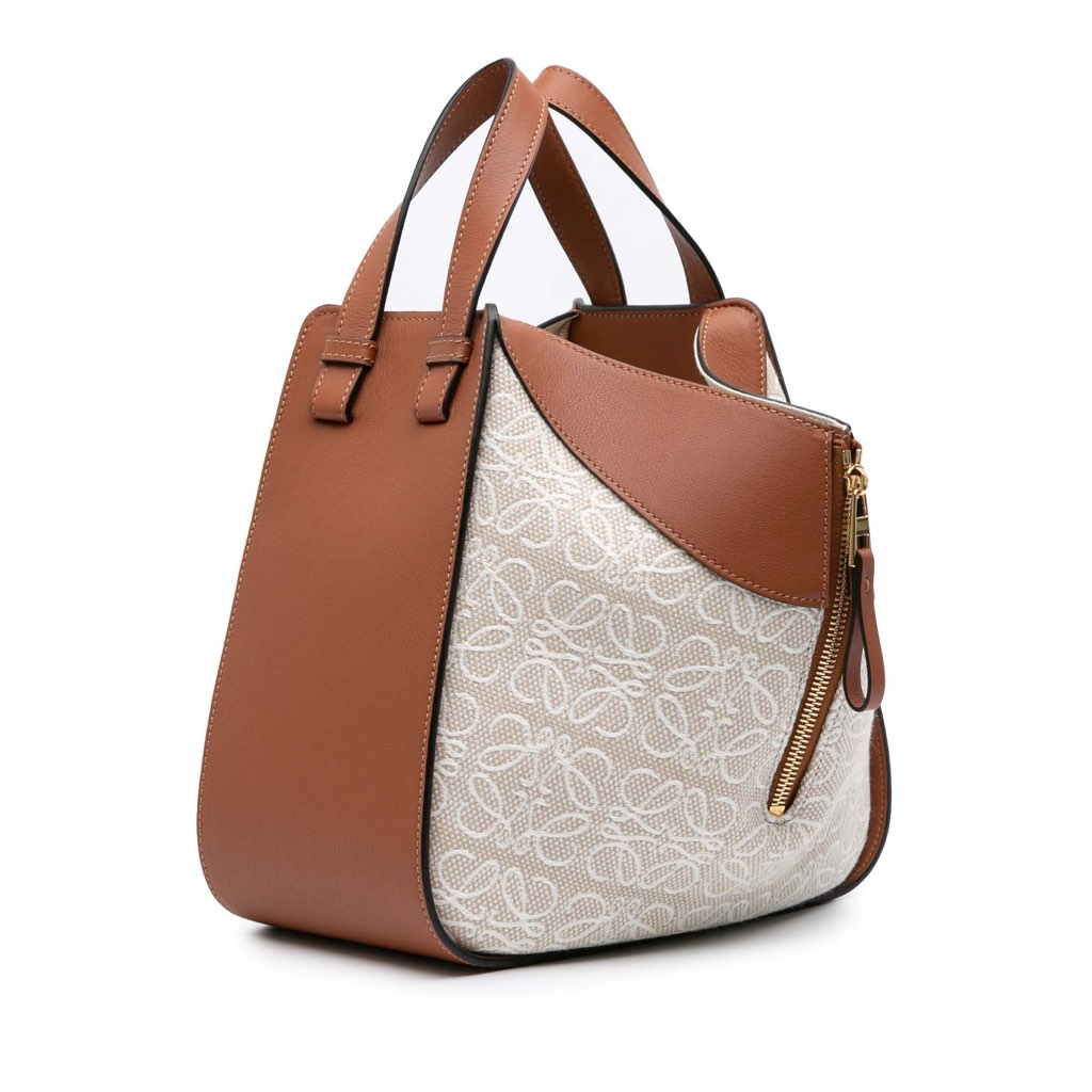 Loewe Small Leather and Anagram Canvas Hammock Bag - 2