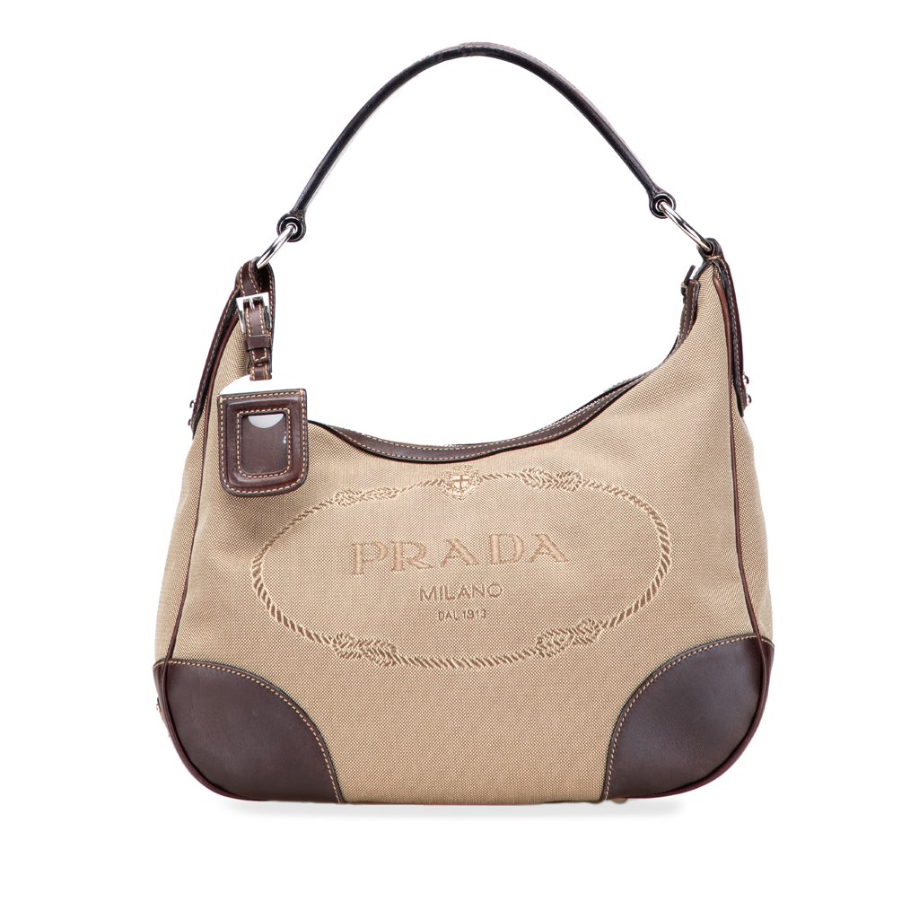 Prada Canvas Canapa Logo Shoulder Bag