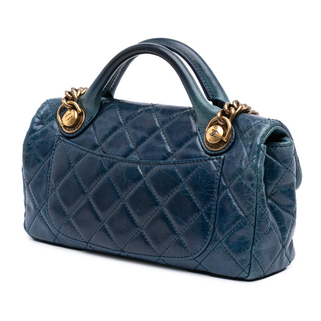 Chanel Small Glazed Calfskin Castle Rock Top Handle Flap - 2