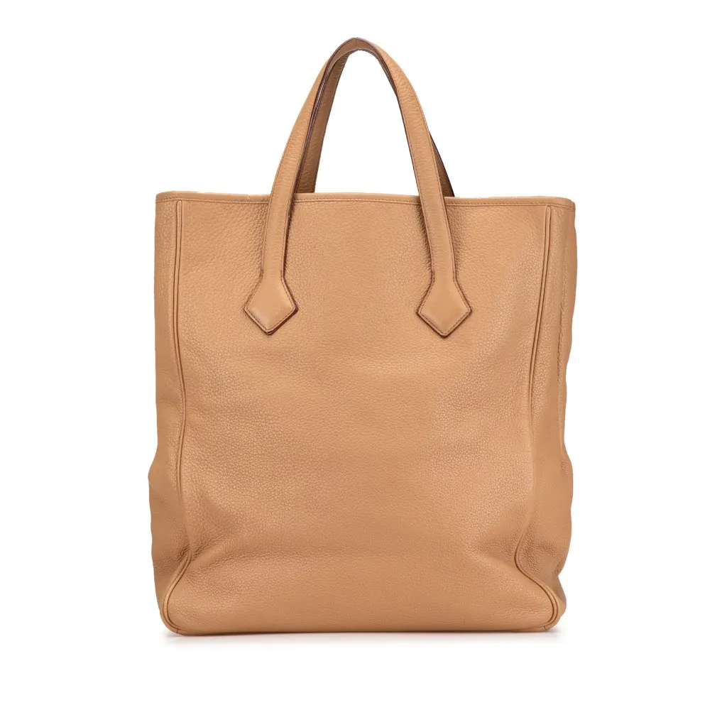 Hermès Clemence Victoria II Cabas 35 Brown Leather Good - Front View