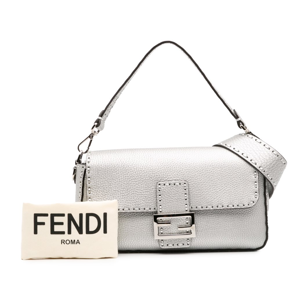 Fendi Leather Selleria Baguette Satchel - Image 14