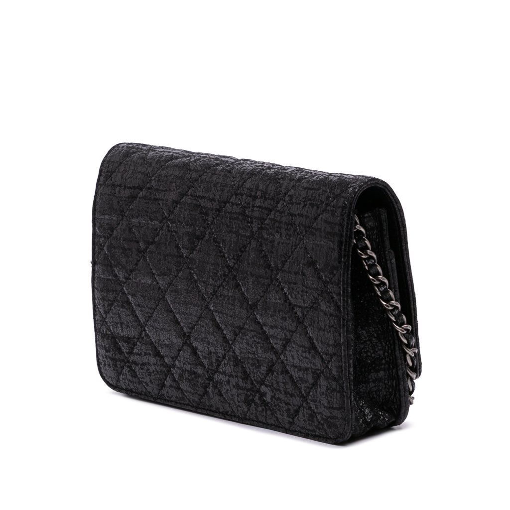 Chanel CC Quilted Crinkled Patent Wallet On Chain - Back view