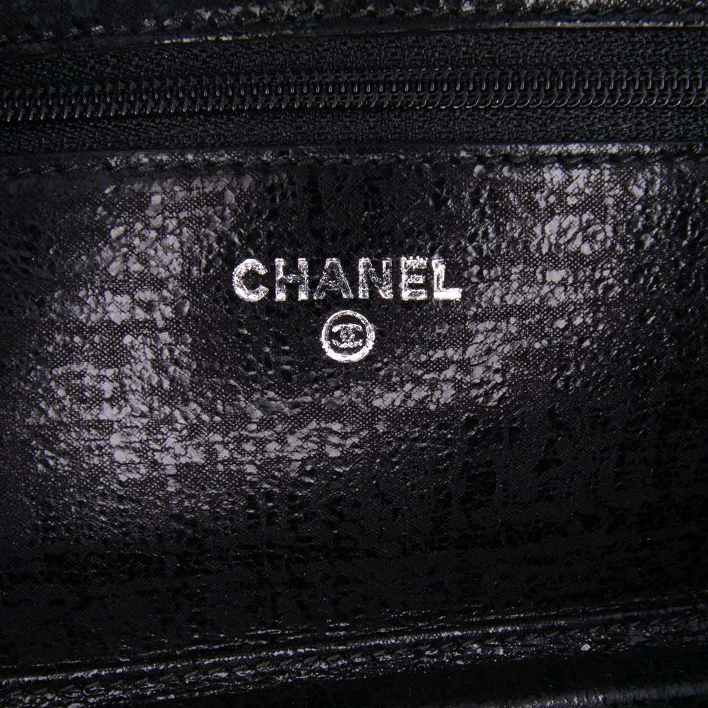 Chanel CC Quilted Crinkled Patent Wallet On Chain - Side view
