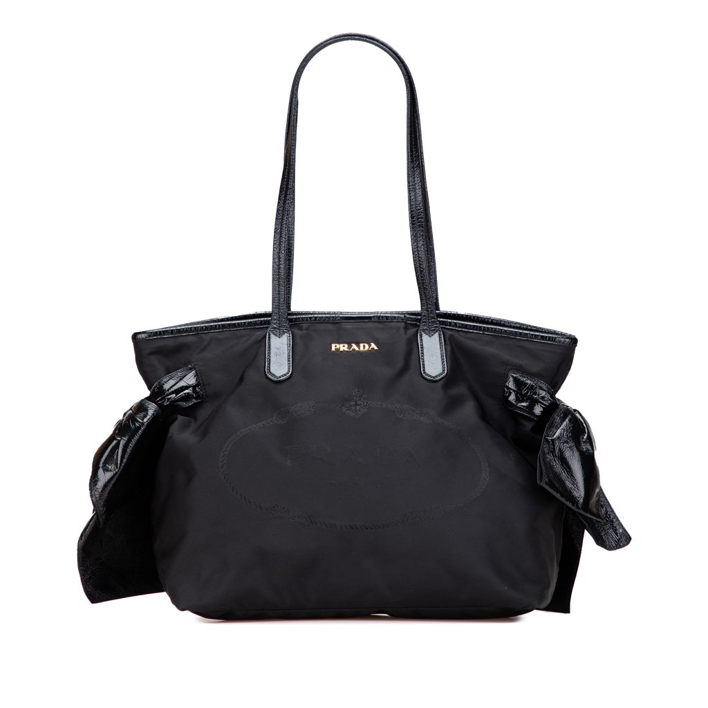 Prada Tessuto Canapa Logo Bow Tote